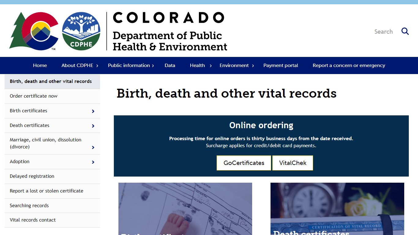 Birth, death and other vital records - Colorado Department of Public ...